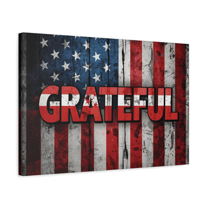 Grateful American Flag Wall Art | Patriotic Canvas Decor, Home Wall Decor, Inspirational Gift, 4th of July Decoration, Veteran's Day