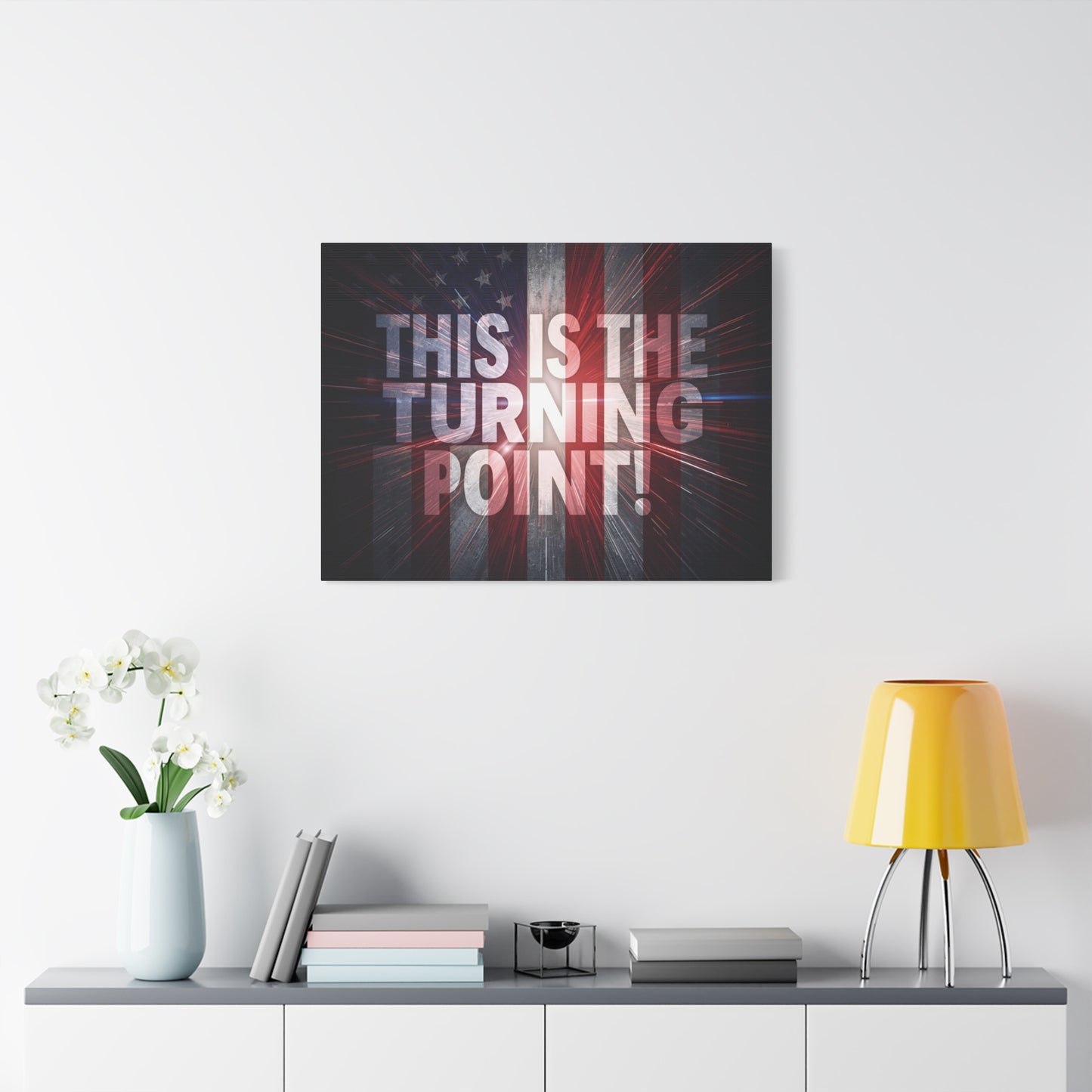 Charlie Kirk - This Is The Turning Point! - Red White Blue - Stunning American Flag Backdrop Design - Patriotic - Motivational Wall Art - Canvas - Multiple Sizes