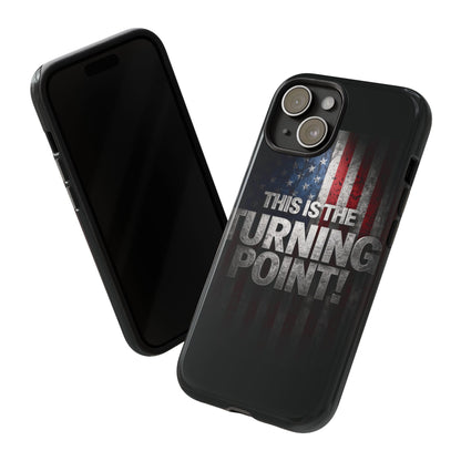 Stunning Patriotic Protective Cell Phone Case -  Charlie Kirk - This Is The Turning Point! - Red White Blue - Beautiful American Flag Backdrop Design - Perfect Gift for Everyday Use, Durable Cover, Stylish Protection