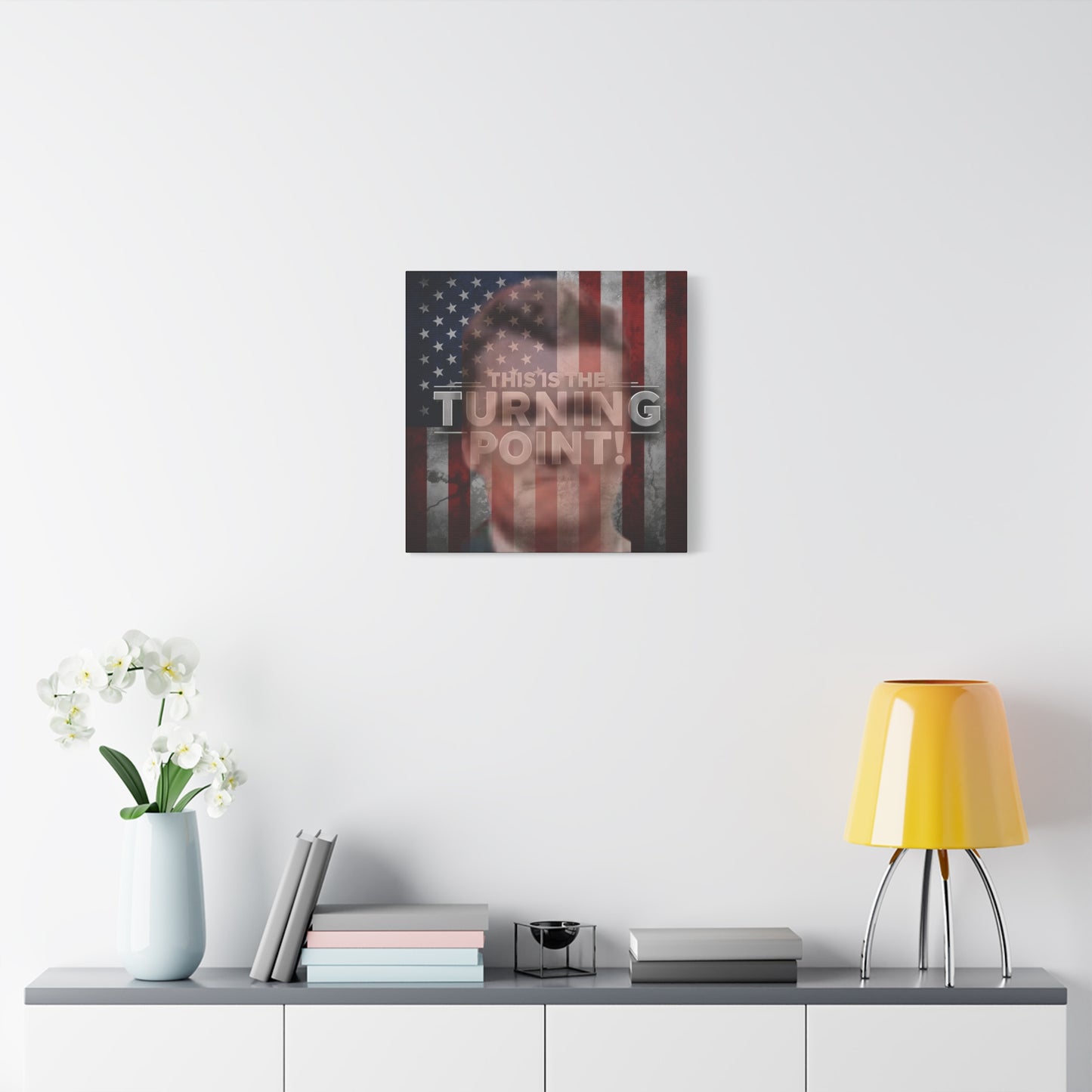 Inspirational Gallery Wrap Canvas Wall Art - Motivational Home Decor - Charlie Kirk - This Is The Turning Point! Artwork - Unique Gift Idea -  American Flag Backdrop Design