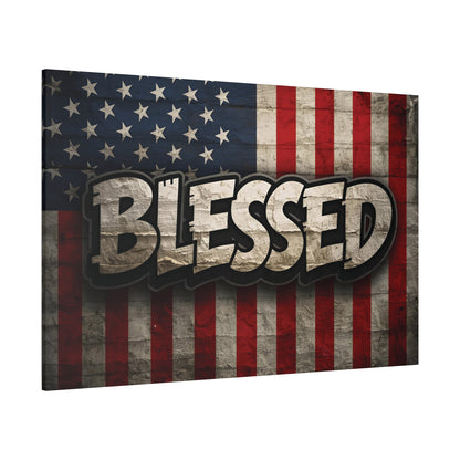 Blessed American Flag Canvas Wall Art, Patriotic Home Decor, Inspirational Gift, Rustic Wall Decor, Americana Artwork