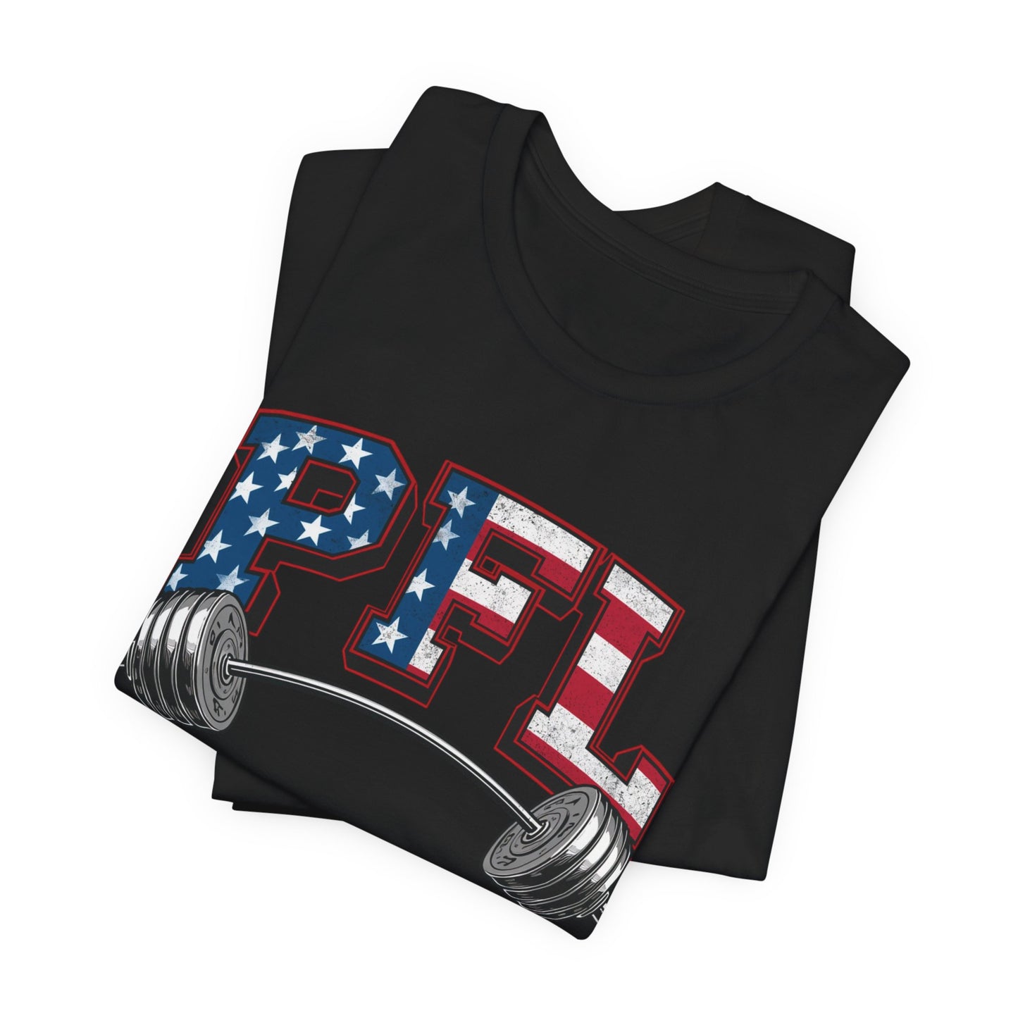 PFL Patriot Fit Life T-Shirt | American Flag Barbell Weightlifting Tee – LIVE FIT