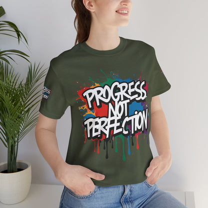 💥 Vibrant   💥   Eye-catching   💥   Motivational    💥 All  Over Print   💥 Unisex T-shirt  💥   Progress  Not  Perfection   💥  Art-Inspired   💥  Apparel  💥  Sizes  XS  x  4XL 💥