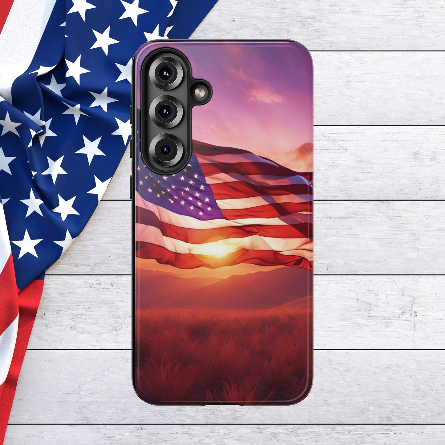 Stylish Phone Case - American Flag At Sunset Design - Patriotic Gift for Veterans - Independence Day -  Summer Vibes -