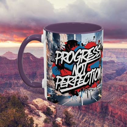 Progress Not Perfection! Graffiti Style Mug - Vibrant Design - 11oz/15oz - 8 Colors