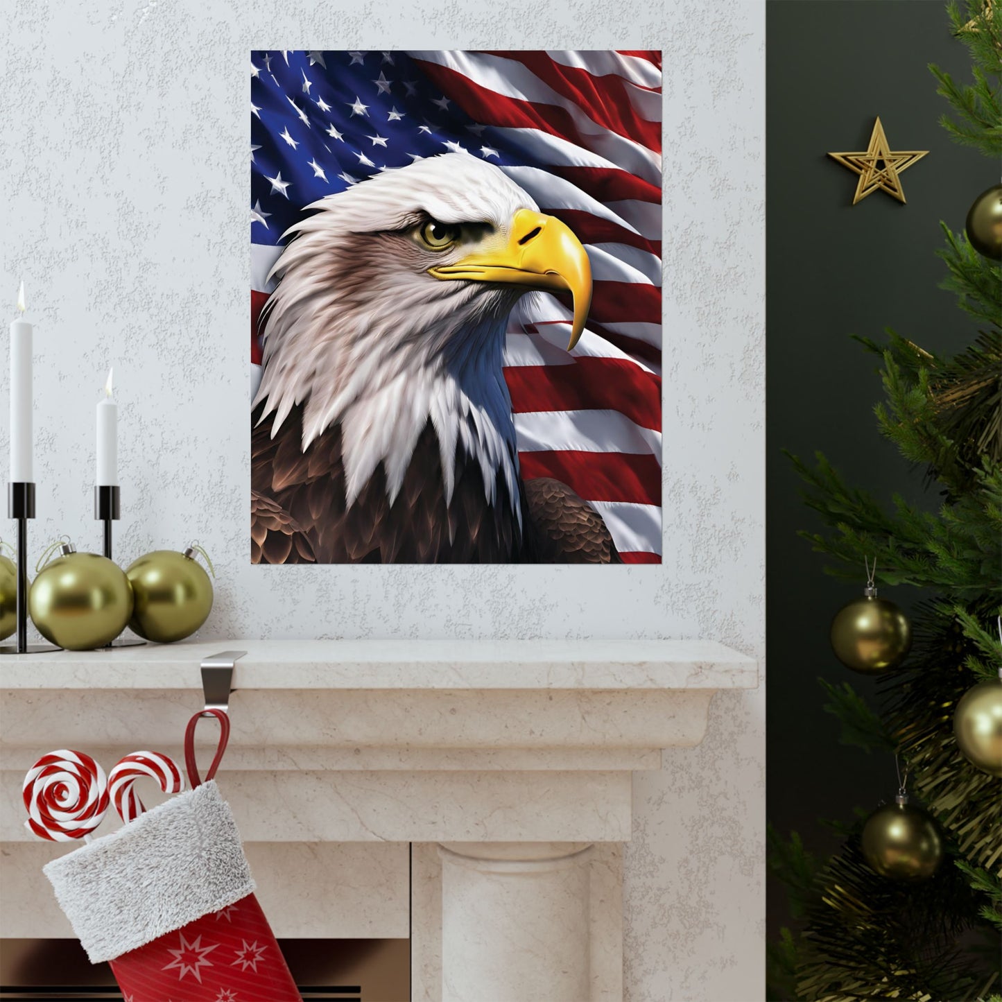 💥 Patriotic 💥 Bald Eagle 💥 Red White & Blue 💥 Wall Art 💥 Matte  💥 Vertical Poster 💥