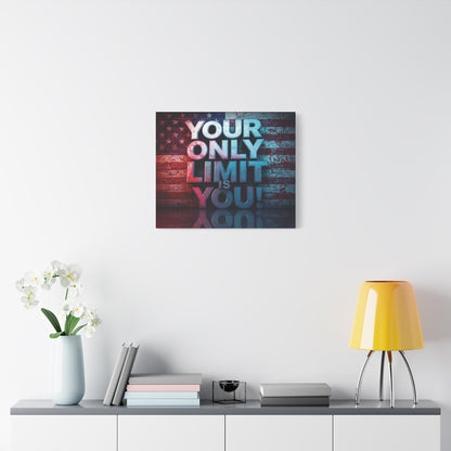 Gallery Wrapped - Motivational Canvas Wall Art - Your Only Limit Is You! - Inspirational Decor for Home Office - Inspirational Gift - Vintage American Flag - Limitless Living - Personal [...]