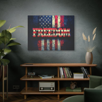 Patriotic Wall Art Print - Freedom Design Canvas Decor - American Flag Red White & Blue Artwork - Christmas Gifts - Independence Day Decoration - Home Gallery Piece -