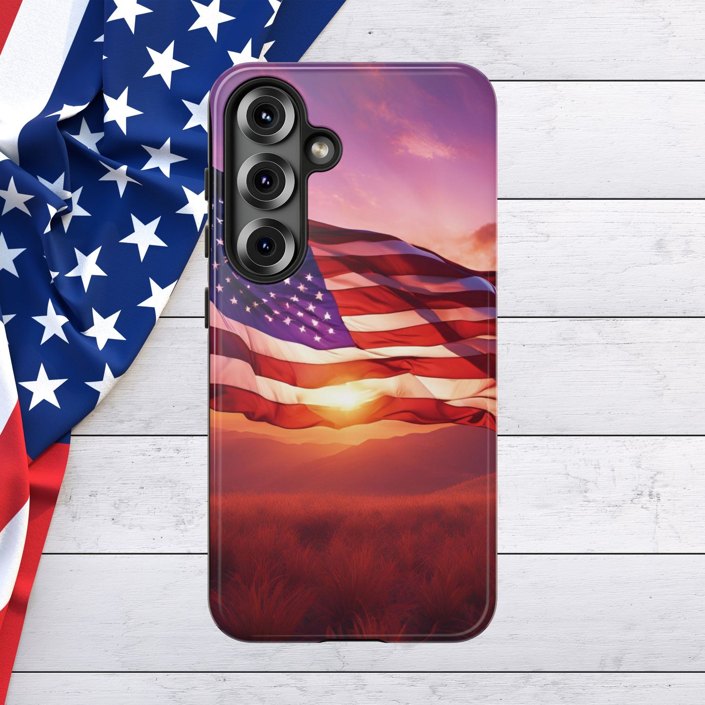 Stylish Phone Case - American Flag At Sunset Design - Patriotic Gift for Veterans - Independence Day -  Summer Vibes -