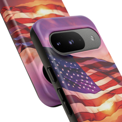 Stylish Phone Case - American Flag At Sunset Design - Patriotic Gift for Veterans - Independence Day -  Summer Vibes -