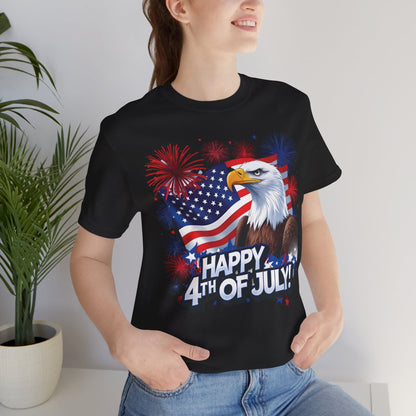 Happy 4th of July Graphic T-Shirt - Patriotic Bald Eagle - American Flag Tee - XS-4XL