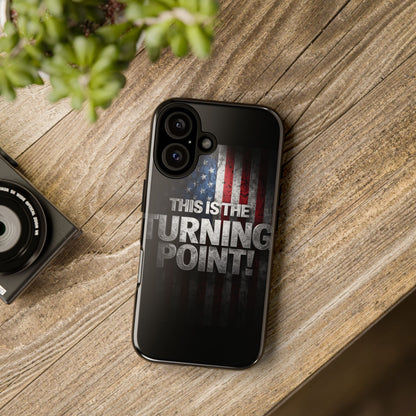 Stunning Patriotic Protective Cell Phone Case -  Charlie Kirk - This Is The Turning Point! - Red White Blue - Beautiful American Flag Backdrop Design - Perfect Gift for Everyday Use, Durable Cover, Stylish Protection