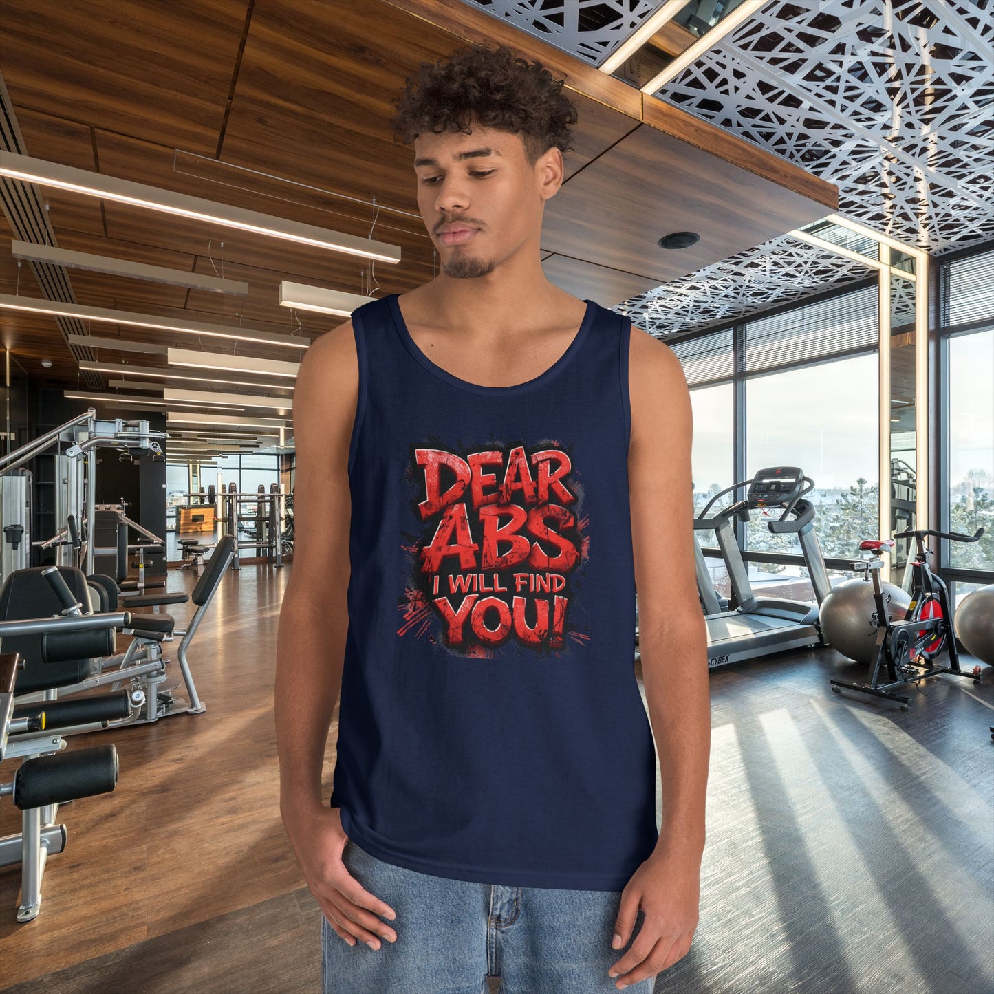 Dear Abs I Will Find You! - Unisex Heavy Cotton Tank Top - Funny Gym Tank - Fitness Apparel - S-2XL