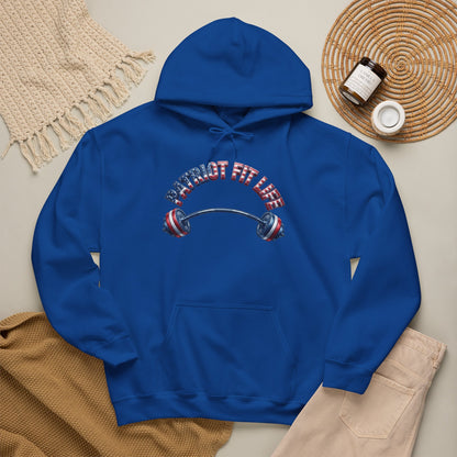 Patriotic Fit Life Hoodie — USA Flag Barbell Fitness Sweatshirt