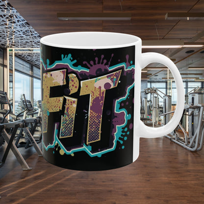 Vibrant  - Live Fit Design  - White Ceramic Mug - 2 Convenient Sizes - 11oz - 15oz -