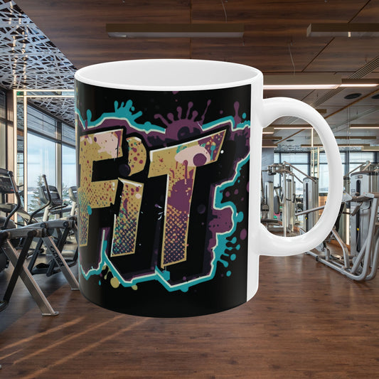 Vibrant  - Live Fit Design  - White Ceramic Mug - 2 Convenient Sizes - 11oz - 15oz -