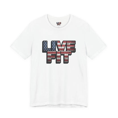 LIVE FIT Patriotic T-Shirt - American Flag Red White Blue - Unisex Fitness Tee