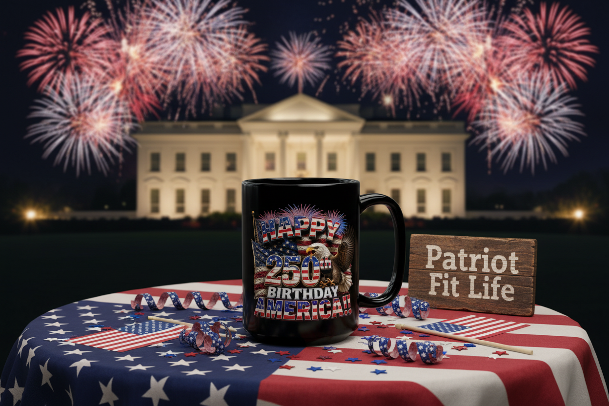 Happy 250th Birthday America Mug | 1776-2026 Patriotic Eagle Flag Black Coffee Cup