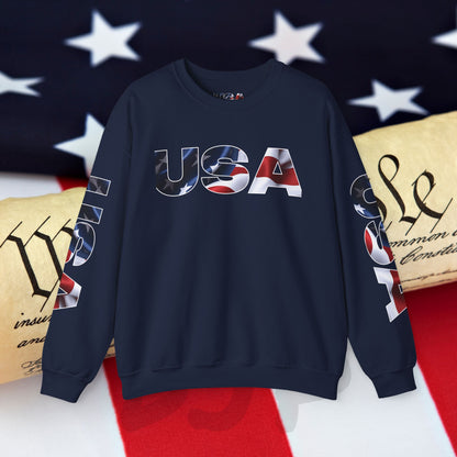 Patriotic USA Crewneck Sweatshirt - Unisex Heavy Blend - American Pride - National Pride Gift - S-5XL