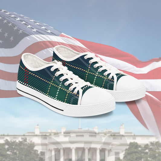 💥 Trendy 💥 Plaid Green 💥 All Over Print 💥 Low Top Sneakers 💥 Sizes 💥 US 5.5-12 💥 Choice of 💥 Black Sole or 💥 White Sole 💥
