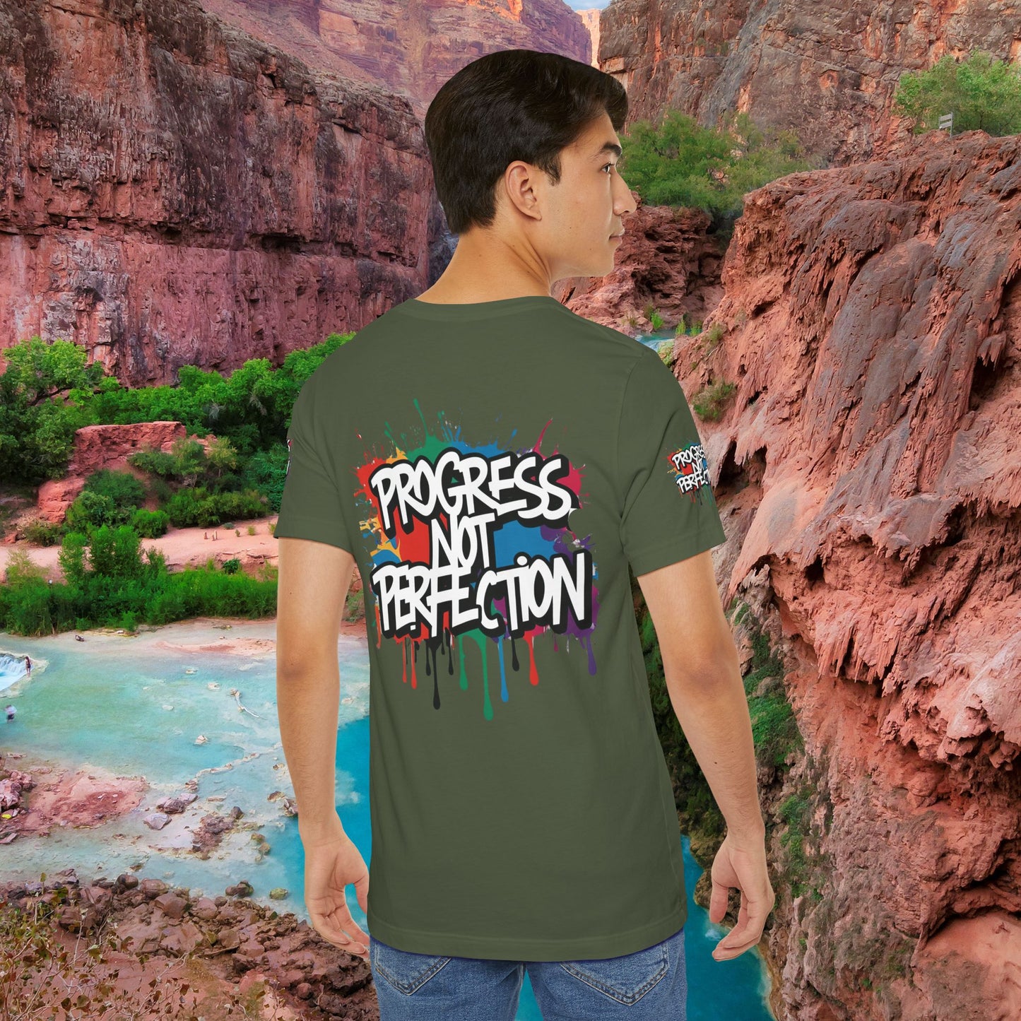 💥 Vibrant   💥   Eye-catching   💥   Motivational    💥 All  Over Print   💥 Unisex T-shirt  💥   Progress  Not  Perfection   💥  Art-Inspired   💥  Apparel  💥  Sizes  XS  x  4XL 💥