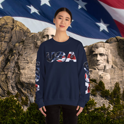 Patriotic USA Crewneck Sweatshirt - Unisex Heavy Blend - American Pride - National Pride Gift - S-5XL