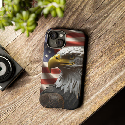 Tough Phone Cases - Patriotic - American Flag Eagle Design - Red White & Blue - Multiple Sizes -