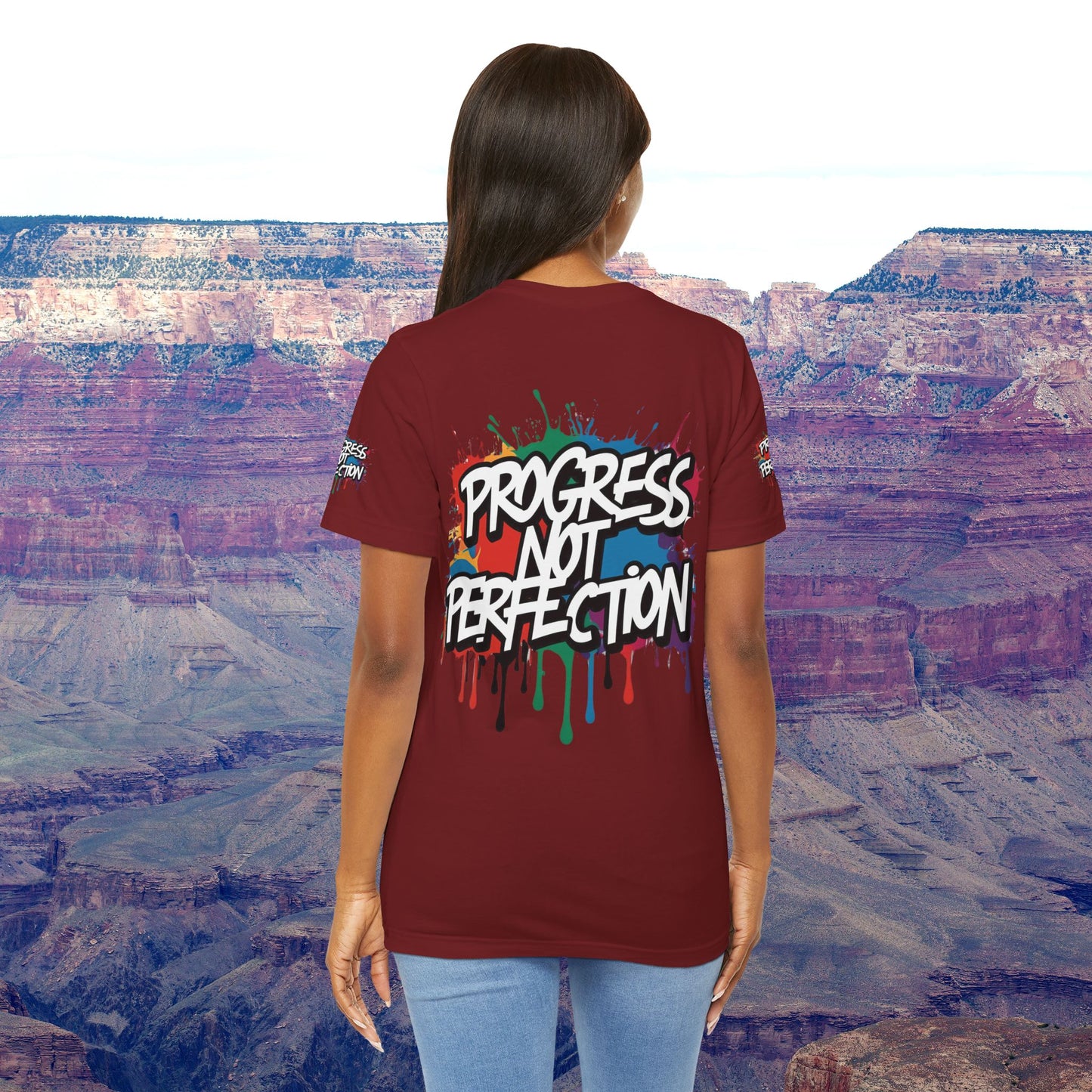 💥 Vibrant   💥   Eye-catching   💥   Motivational    💥 All  Over Print   💥 Unisex T-shirt  💥   Progress  Not  Perfection   💥  Art-Inspired   💥  Apparel  💥  Sizes  XS  x  4XL 💥