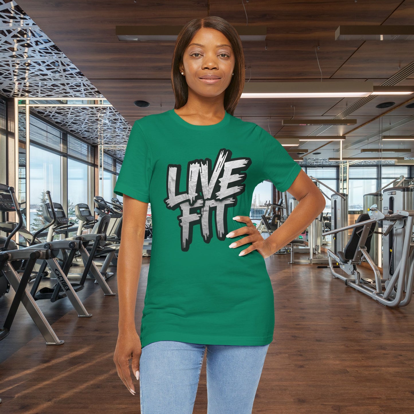 LIVE FIT Unisex Jersey Tee - Fitness Shirt - XS - 4XL -  Workout Apparel -  Motivational T-Shirt - Casual Wear - Gift for Fitness Enthusiasts