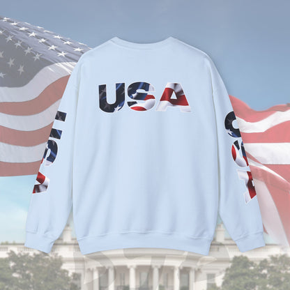 Patriotic USA Crewneck Sweatshirt - Unisex Heavy Blend - American Pride - National Pride Gift - S-5XL