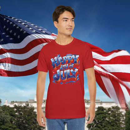 Happy 4th Of July, Print Design T-Shirt, Independence Day, American Flag, Bald Eagle, Red White Blue