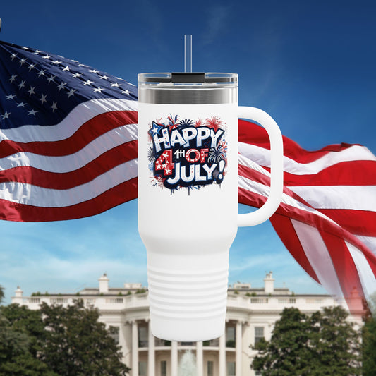 Patriotic Insulated Travel Mug - 40oz - Perfect for 4th of July Celebrations, BBQs, Camping, Family Gatherings, Gifts!