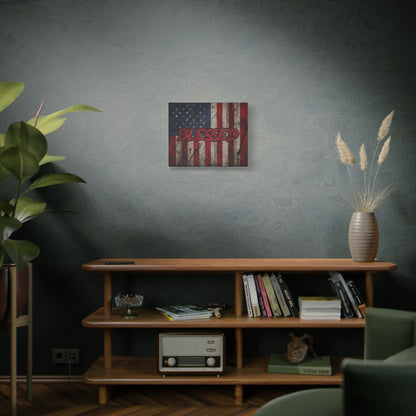 Blessed Patriotic Canvas Wall Art, Americana Decor, Home Wall Decoration, Rustic Flag Artwork, US Flag Decor