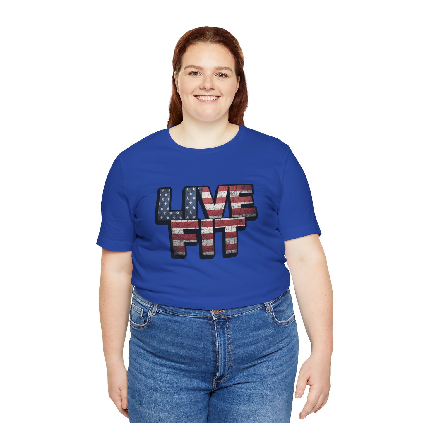 LIVE FIT Patriotic T-Shirt - American Flag Red White Blue - Unisex Fitness Tee
