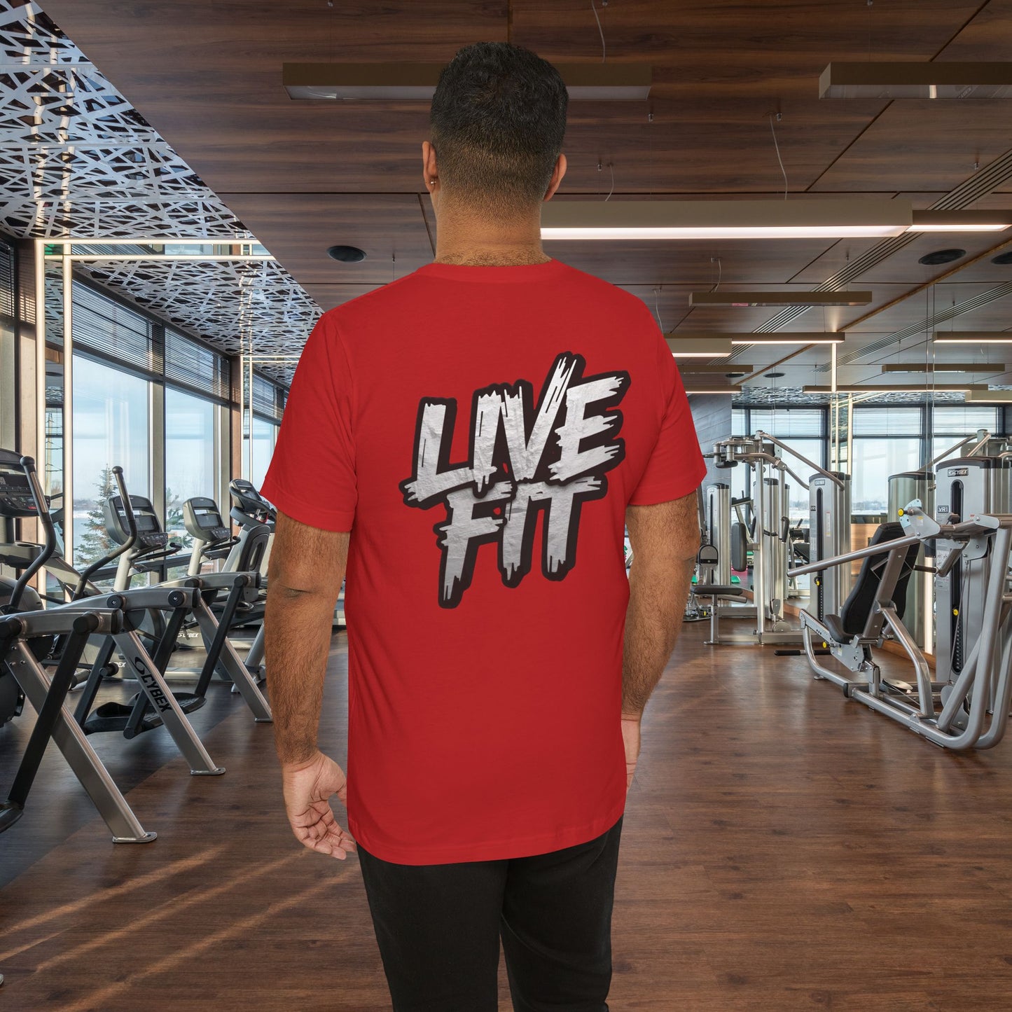 LIVE FIT Unisex Jersey Tee - Fitness Shirt - XS - 4XL -  Workout Apparel -  Motivational T-Shirt - Casual Wear - Gift for Fitness Enthusiasts
