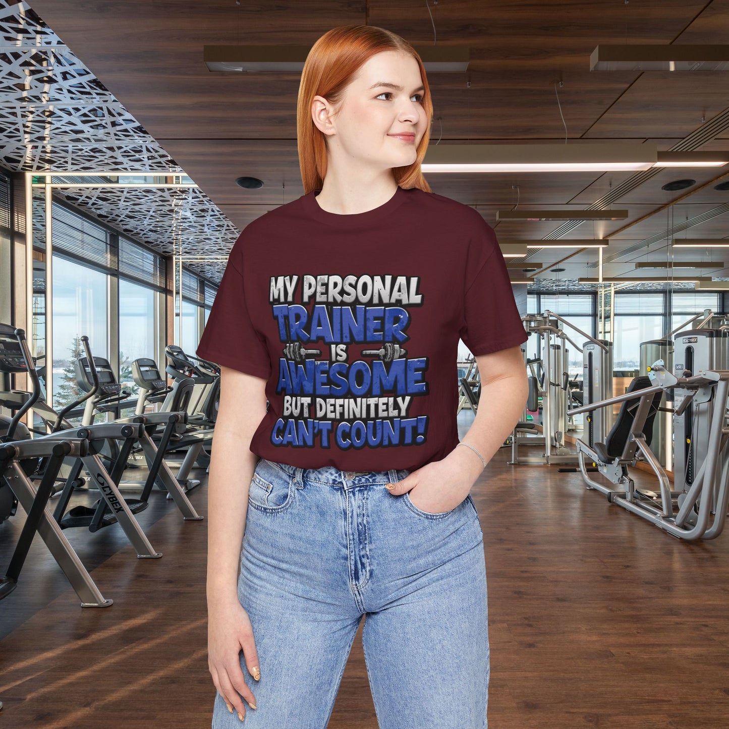 Funny - My Personal Trainer Is Awesome But Definitely Can’t Count! Tee - Great Gift for Fitness Lovers - Gym Humor Shirt - Workout Apparel - Personal Trainer Gift - Fitness Motivation Tee - XS - 4XL
