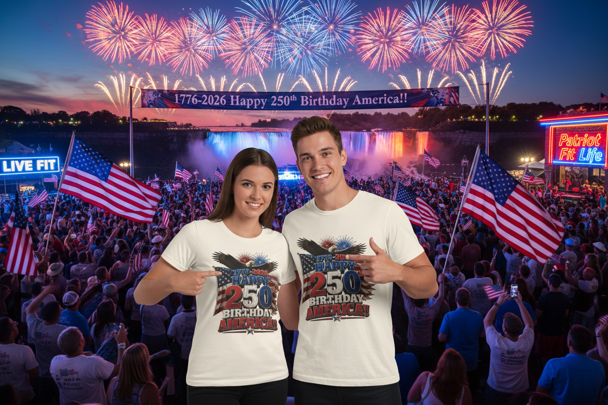Happy 250th Birthday America T-Shirt | 1776-2026 Patriotic Eagle Flag & Fireworks Tee
