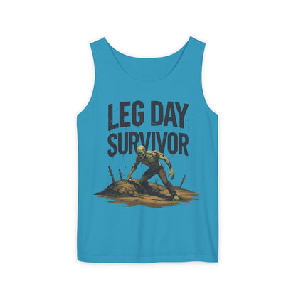 Leg Day Survivor! - Garment-Dyed Tank Top - Funny Gym Tank - Unisex Fitness Apparel - XS-3XL