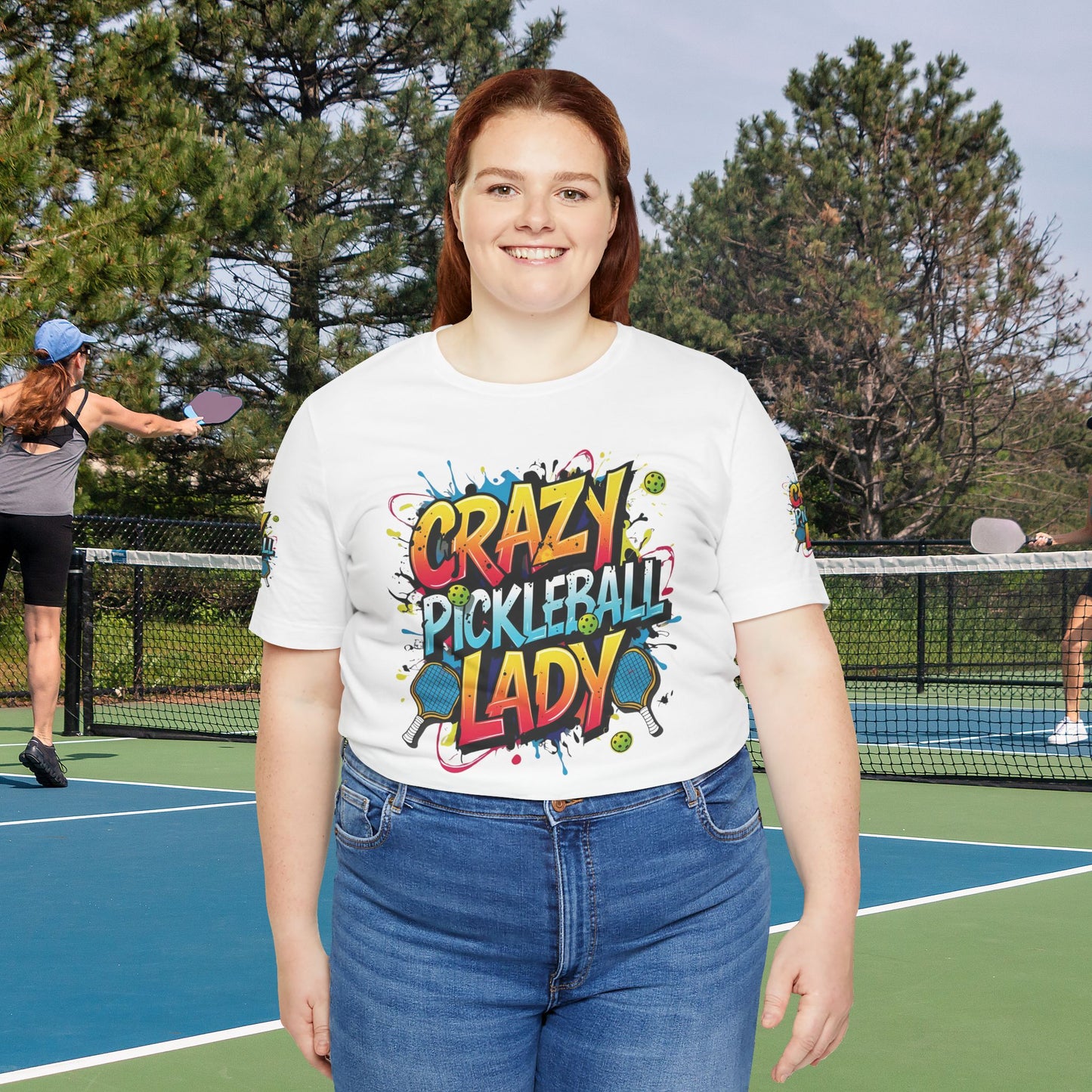 Eye-Catching  Crazy  Pickleball  Lady  T-Shirt - Fun  Graphic  Tee  for  Pickleball  Enthusiasts   Sizes  XS-5XL