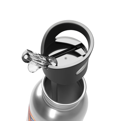 Vibrant - LIVE FIT - Stainless Steel  - 20oz - Water Bottle - Flip Top Spout - With Straw - Eco-Friendly -
