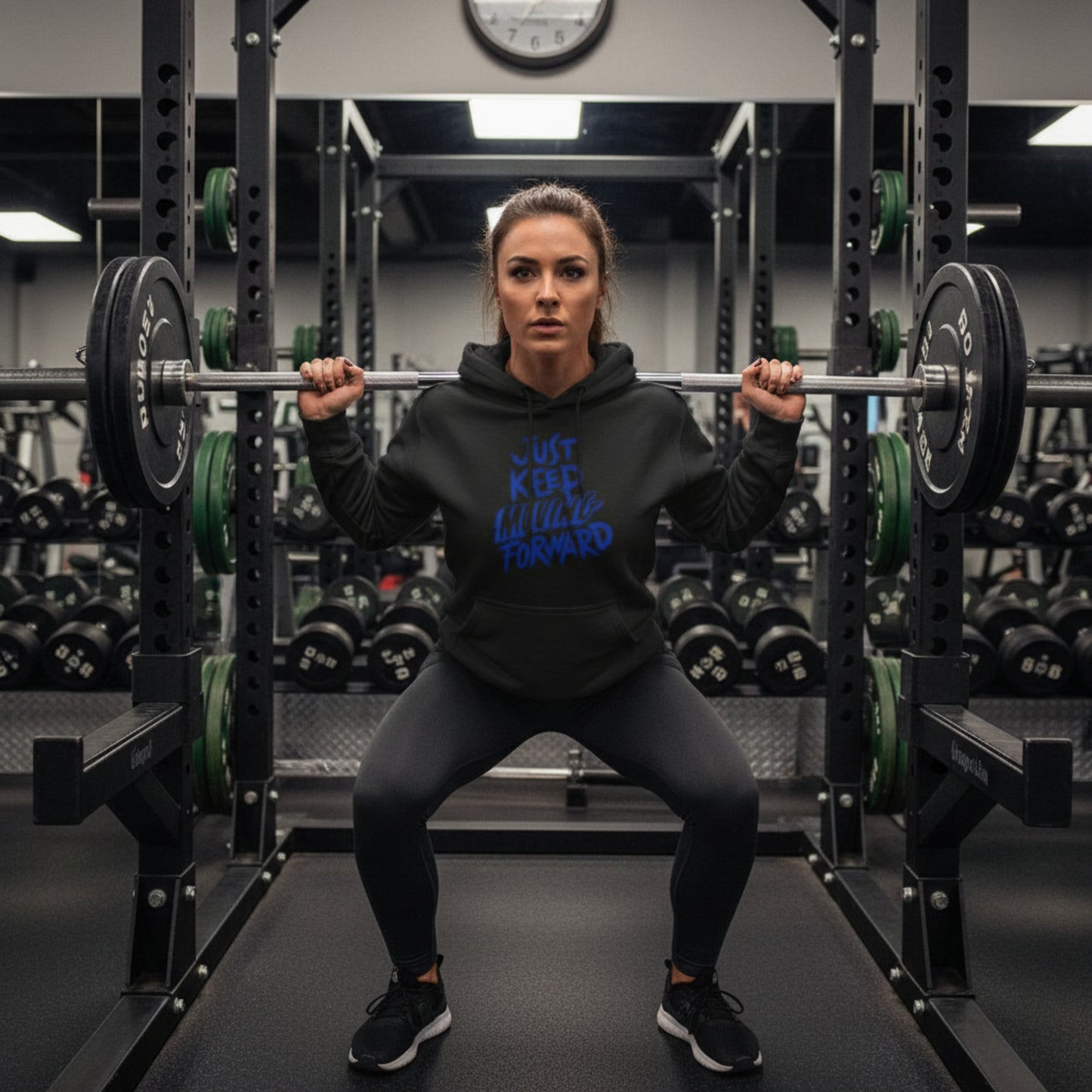 Unisex - JUST KEEP MOVING FORWARD - Three-Panel Fleece Hoodie - Motivational Sweatshirt - Inspirational Hoodie - Fitness Apparel - Workout Hoodie