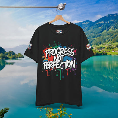 💥 Vibrant   💥   Eye-catching   💥   Motivational    💥 All  Over Print   💥 Unisex T-shirt  💥   Progress  Not  Perfection   💥  Art-Inspired   💥  Apparel  💥  Sizes  XS  x  4XL 💥