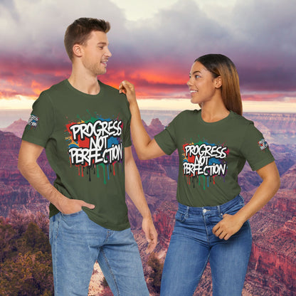 💥 Vibrant   💥   Eye-catching   💥   Motivational    💥 All  Over Print   💥 Unisex T-shirt  💥   Progress  Not  Perfection   💥  Art-Inspired   💥  Apparel  💥  Sizes  XS  x  4XL 💥