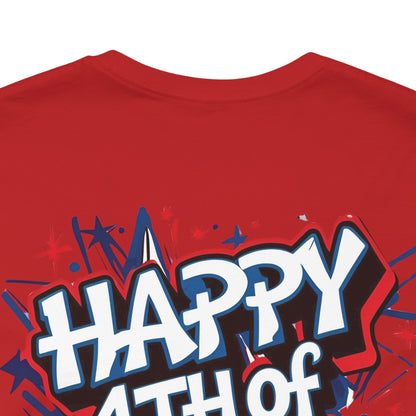 Happy 4th Of July Unisex Jersey Short Sleeve Tee, Independence Day T-Shirt, Patriotic Shirt, Red White Blue Tee, USA Celebration Top
