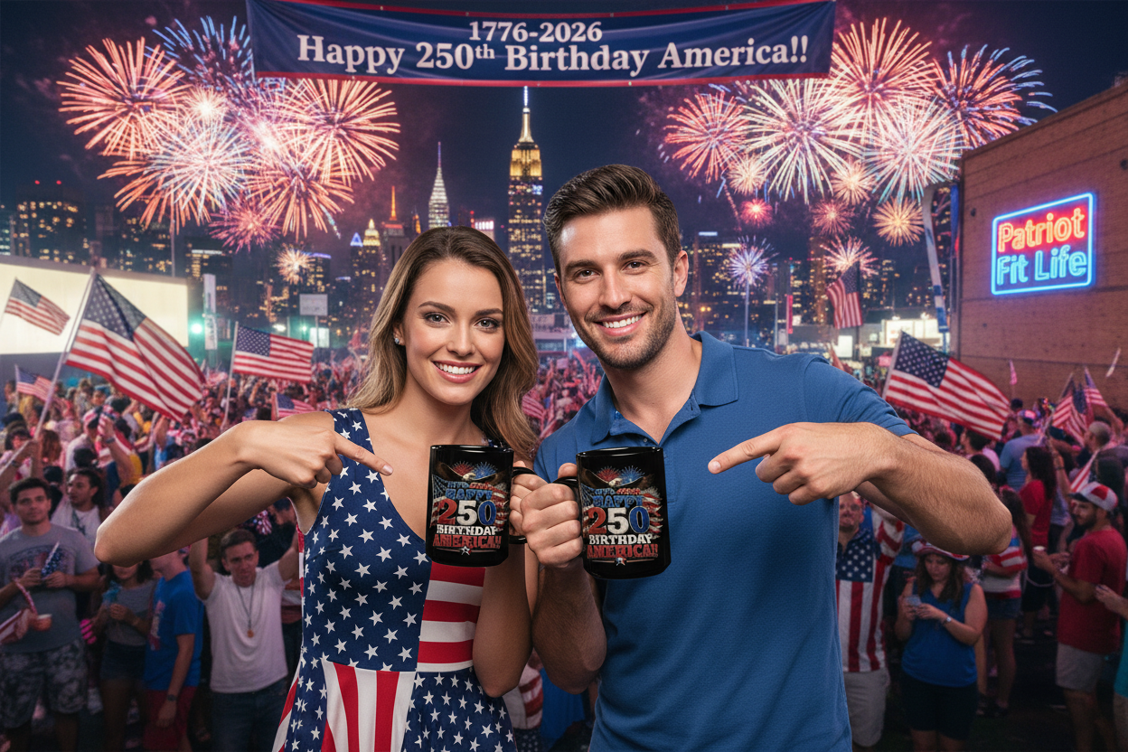 Happy 250th Birthday America Mug | 1776-2026 Patriotic Eagle Flag & Fireworks Black Coffee Cup