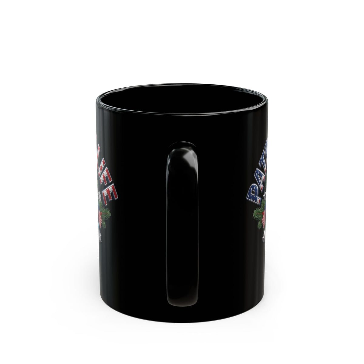Patriot Fit Life Christmas Coffee Mug - Eagle Wreath with Flags, Lights & Stars Bow | 11oz & 15oz