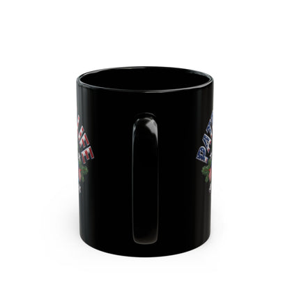 Patriot Fit Life Christmas Coffee Mug - Eagle Wreath with Flags, Lights & Stars Bow | 11oz & 15oz