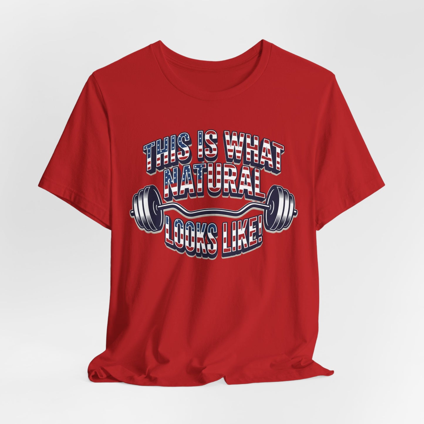 Natural Looks American Flag Gym T-Shirt | Motivational Weightlifting Tee