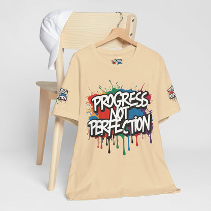 💥 Vibrant   💥   Eye-catching   💥   Motivational    💥 All  Over Print   💥 Unisex T-shirt  💥   Progress  Not  Perfection   💥  Art-Inspired   💥  Apparel  💥  Sizes  XS  x  4XL 💥