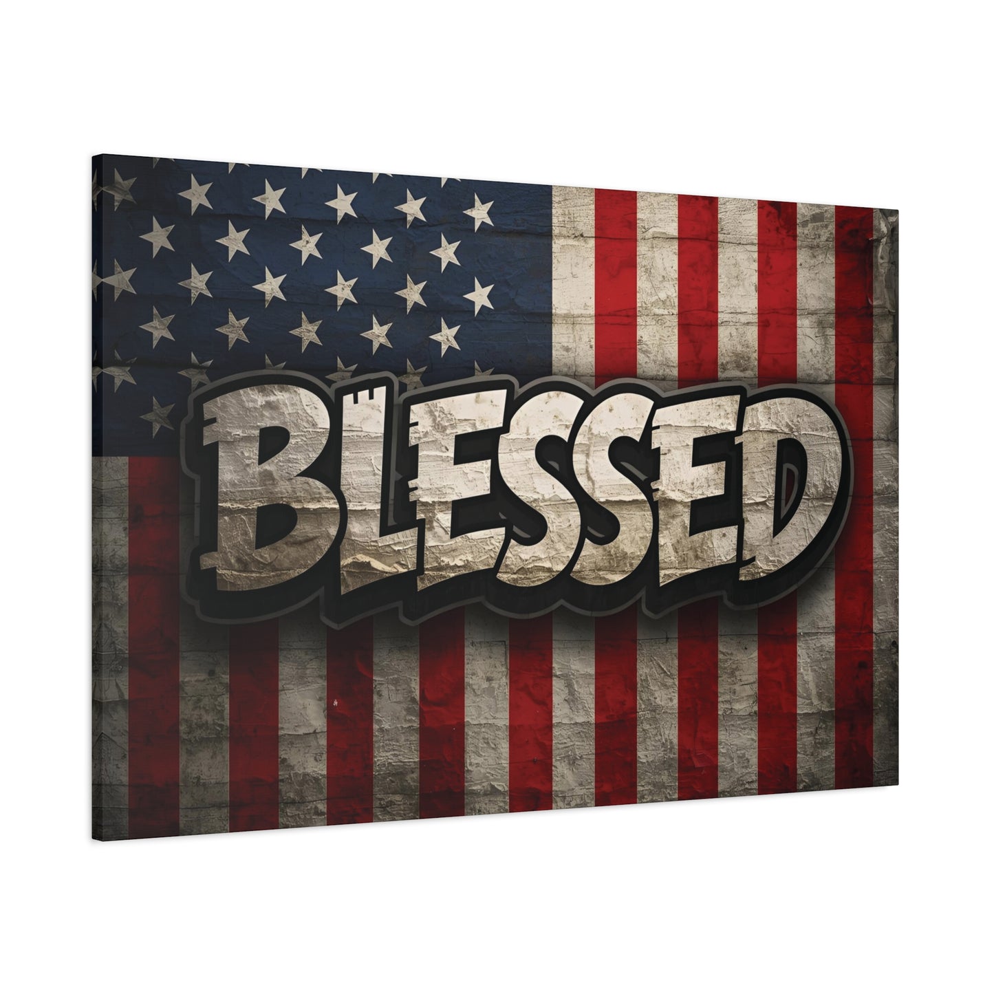 Blessed American Flag Canvas Wall Art, Patriotic Home Decor, Inspirational Gift, Rustic Wall Decor, Americana Artwork